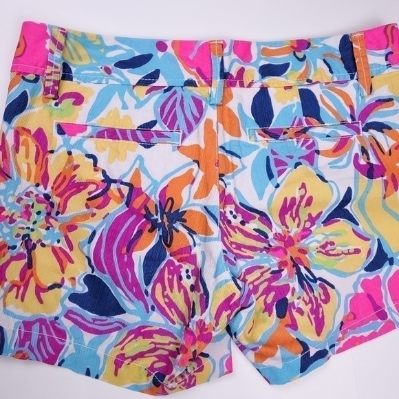 Lilly Pulitzer The Callahan Pink Yellow White Floral Cotton Shorts Size 0 - Picture 5 of 11